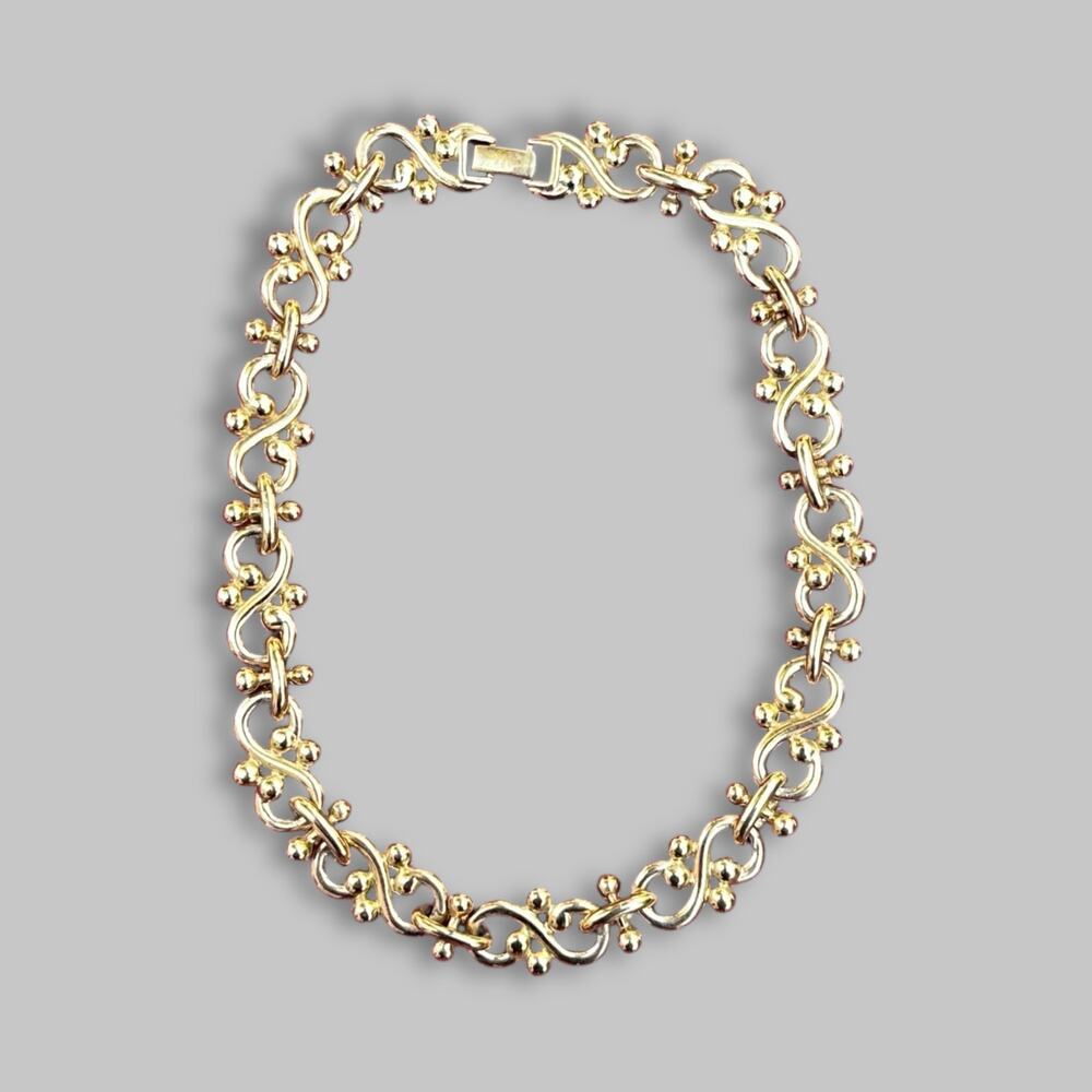 Erwin Pearl Gold-Tone Infinity Link Necklace – 16” Vintage Statement Jewelry